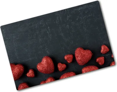 Produktbild von Tulup Glas Herdabdeckplatte - 80x52 cm - Glaskeramikkochfeld-Abdeckung Spritzschutz Glasabdeckplatte - Einteilig - Sonstige - Herzen Tafel - Rot