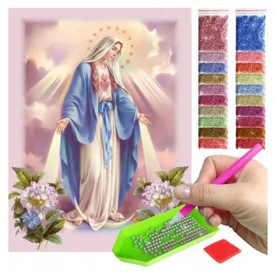 Produktbild von ARTULIO Diamond Painting Set - Madonna mit Blumen - 30 x 40 cm - 5D Crystal Art, Bilder DIY