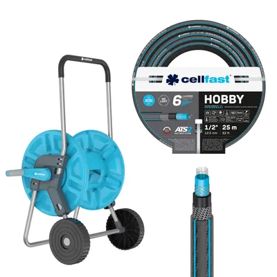 Obrázok produktu pre Hadica na zavlažovanie Cellfast Aluplus 1/2" 60 m + záhradná hadica Cellfast Hobby ATS2 1/2" 25 m