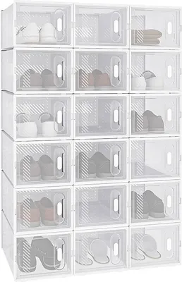 Produktbild von WOLTU Schuhregal mit Magnetverschluss Schuhboxen DIY Schuhschrank Steckregal aus Kunststoff Stückzahl: 18