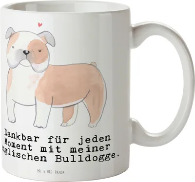 Produktbild von Mr. & Mrs. Panda Tasse Englische Bulldogge Moment - Weiß - Geschenk, Teetasse, Kaffeebecher, Pott, cappuccinotasse, Teepott, Kaffeetasse