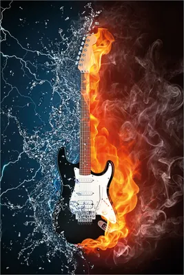 Produktbild von Wallario selbstklebendes Poster - Feuer-Wasser-Gitarre, Größe: 61 x 91,50 cm