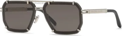 Produktbild von Philipp Plein SPP131 Palladio lucido c/parti nero semilucido 64/12/145 Herren Sonnenbrillen