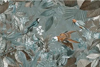 Produktbild von Tadessi Fototapete | Vögel | 4.00 m x 2.70 m | Braun | Blau | Wandbild | Digitaldruck