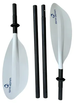 Image de Pagaie de kayak Spinera Basic 230 cm, en 4 parties, en aluminium, double, blanche