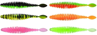 Produktbild von Quantum Magic Trout T-Worm 6,5cm 1g P-Tail Käse - 6 Forellenköder, Farbe:neon gelb/schwarz