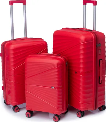 Produktbild von Xonic® Hartschalenkoffer Set für Set - Bruchsicherer Rollkoffer Polypropylen mit 360° Doppelrollen & TSA-Schloss - Reisekoffer Rot