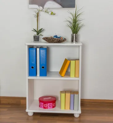 Produktbild von Regal - 60 cm breit, Kiefer Holz-Massiv, Farbe: Weiß