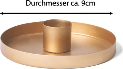 Produktbild von Novaliv 4x Kerzenhalter 9cm Metall Stabkerzenhalter Kerzenteller GOLD mit Stabkerzen LED flammenlos batteriebetrieben Tafelkerzen Kerzenständer candle holder weihnachtliche Tischdekoration scandic