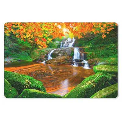 Produktbild von MuchoWow® Schreibtischunterlage Natur - Wasserfall - Steine - Moos - Blätter - Grün 60x40 cm - XXL Mauspad - Großes Mauspad
