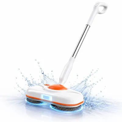 Produktbild von Kabelloser elektrischer Wischmopp für Bodenreinigung,Dual Spin mit LED-Scheinwerfer,Wasserspray,selbstfahrender Bodenreiniger, geeignet für alle Böden