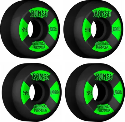 Image de Bones Wheels 100's Black-Green V5 Sidecut 53mm