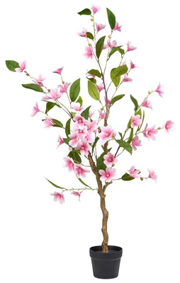 Produktbild von BELIANI Kunstpflanze Grün u. Rosa Kunststoff 128 cm Magnolienbaum Künstliche Pflanze Zimmerpflanze im Topf für Bad Wohnzimmer Schlafzimmer Indoor