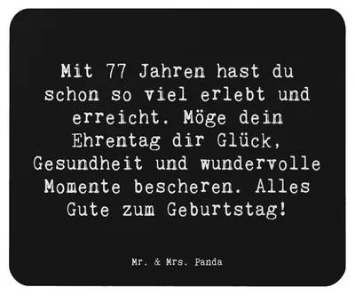 Produktbild von Mr. & Mrs. Panda Mousepad Spruch 77. Geburtstag Glückwunsch - Schwarz - Geschenk, Erlebnisse, Gesundheit, computer, Mauspad, Mouse Pad, Alter, Feier, pc, mausteppich