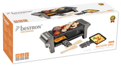 Obrázok produktu pre Bestron raclette gril pre 1 až 2 osoby, mini stolný gril s dvoma panvičkami, vrátane dvoch
