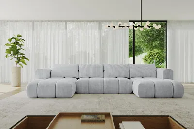 Produktbild von ALTDECOR Ecksofa in U-Form mit Schlaffunktion und Bettkasten CLOUD-U 405x185x90 Grau - Corner Sofa Bett Eckcouch Couch L-Form Schlafcouch Ausziehbar Wohnlandschaft Schlafsofa Cauchsofa