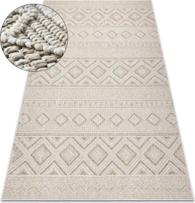 Image de Tapis JERSEY 19234 beige - Losangos, structurelles, boucle BOHO beige 200x290 cm