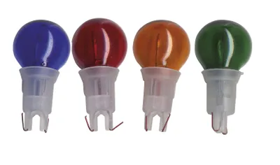 Produktbild von Best Season Ersatzglühbirnchen für Pearl-Lichterketten 5 Stück auf Karte, Farben: rot, gelb, blau, grün, 390-98