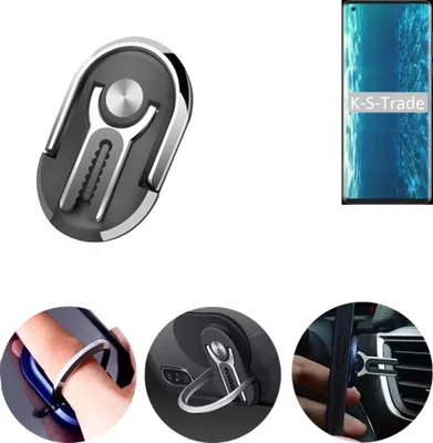 Produktbild von K-S-Trade 3in1 Smartphone-Ring Handy-Ring kompatibel mit Motorola Edge Fingerhalterung  Handyring Tischständer Lüftungsgitter-Halterung Tisch