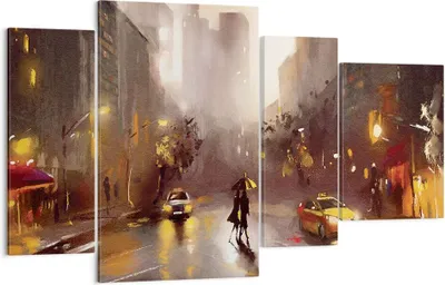 Produktbild von Bild auf Leinwand - Leinwandbild - 4 Teile - Manhattan Paar Straße - 120x70cm - Wand Bild - Wanddeko - Wandbilder - Leinwanddruck - Bilder - Wanddekoration - Leinwand bilder - Wandbild - DL120x70-4298