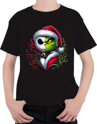 Produktbild von Nightmare before Christmas Grinch Skelett - Weihnachten Christmas Xmas Uni Kinder T-Shirt, Schwarz, 104