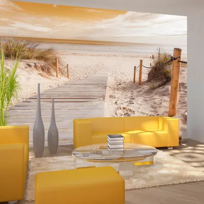 Produktbild von Fototapete selbstklebend Strand Meer 294x210 cm Tapete Wandtapete Wandbilder Klebefolie Dekofolie Tapetenfolie Wand Dekoration Wohnzimmer - Natur Landschaft c-B-0005-a-c