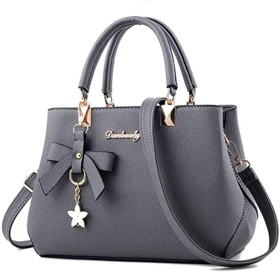 Produktbild von Damen Handtasche Leder Tasche Shopper Damen Handtaschen Schule Schultertaschen Geldbörsen (Grau)
