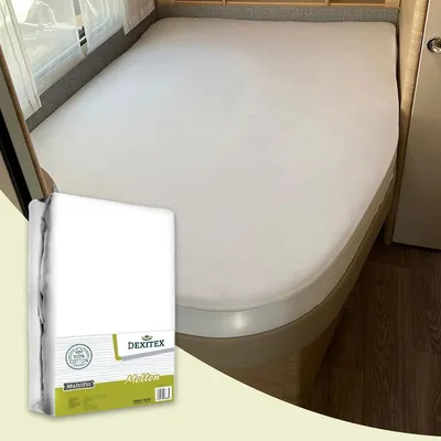 Produktbild von Dexitex Molton Matratzenschoner für Französisches Bett, Rechte Ecke, 1 Stück, Weiß, 100% Baumwolle, , für Wohnwagen und Wohnmobile
