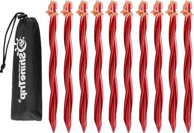 Produktbild von Famanu Zeltanker 10 Stück Aluminium Heringe - Rot Spiralform - 25 cm