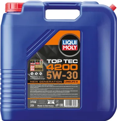 Produktbild von LIQUI MOLY Top Tec 4200 für 5W-30 20 Liter Motoröl Motorenöl 229.31 229.51 229.52 OV0401547-G30 OV0401547-D30 C30 504 00 507 00 Longlife-04 Öl
