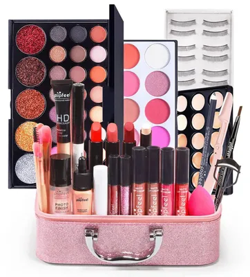 Productafbeelding van Make-up cadeau set met oogschaduw, lipgloss, blush, concealer en make-up kwasten