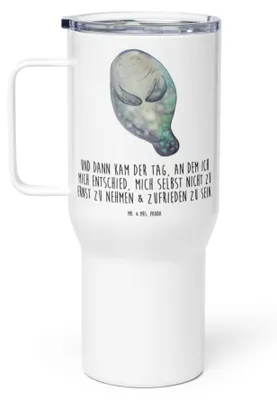 Produktbild von Mr. & Mrs. Panda thermosbecher Seekuh Happy - Weiß - Geschenk, Teetasse, Meer, Seekühe, Isolierbecher, Achtsamkeit, Trinkgefäß, Respekt, Kaffee-to-go-Becher, Neustart