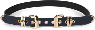 Produktbild von styleBREAKER Damen Gürtel mit doppelter goldener Schnalle und Lochnieten, B-Low Belt, Taillengürtel, kürzbar 03010121