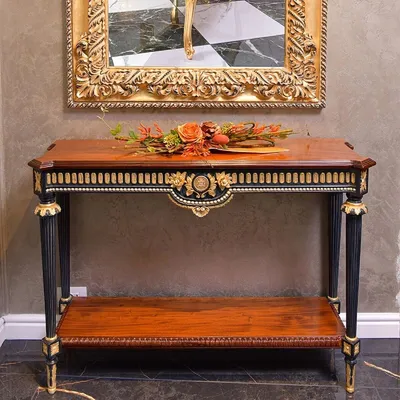 Produktbild von Casa Padrino Luxus Barock Massivholz Konsole Braun / Schwarz / Gold 120 cm - Barock Möbel -  Italy
