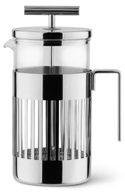 Kaffeemaschine mit Pressfilter, 18/10 Edelstahl, Glas, 8 Tassen