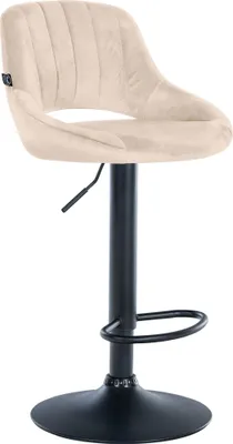 Produktbild von Barhocker SEGAD - Samt Creme 47x48x85 cm Schwarz | Barstuhl Mit Lehne Tresenhocker Tresenstuhl Kneipenhocker Kneipenstuhl