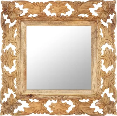 Produktbild von Spiegel Handgeschnitzt Braun 50x50 cm Massivholz Mango