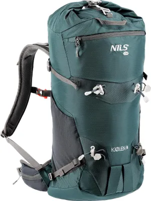 A green backpack is shown against a white background.