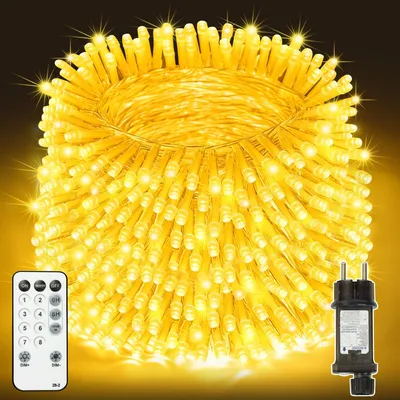 Lichtsnoer 20 m, 200 LEDs, warmweiß, IP44, Fernbedienung, Timer