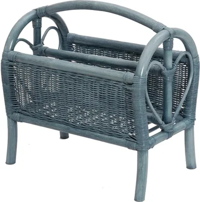 Produktbild von KRINES HOME Zeitungsständer / Magazinsammler aus Natur-Rattan in der Farbe Blau (Hell)