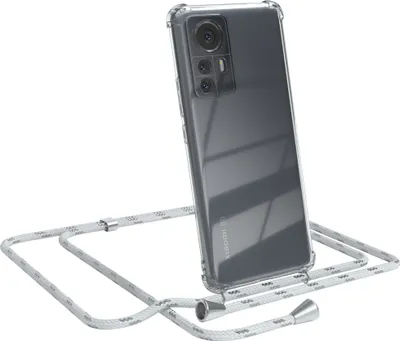 Produktbild von EAZY CASE Handykette kompatibel mit Xiaomi 12 Pro, Handyhülle mit Umhängeband, Handykordel, Schutzhülle Clear, Band in Weiß