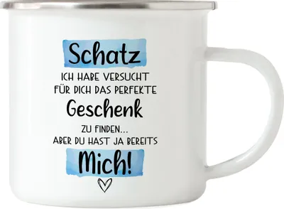 Produktbild von Schatz Geschenk Emaille Tasse Mit Spruch Ehemann Freund Partner Humor Sarkasmus Geschenkidee
