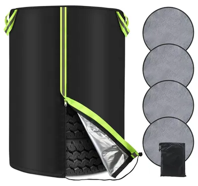 Produktbild von Omgoods – Universeller Autoreifenüberzug mit 4 Filzauflagen und reflektierenden Streifen