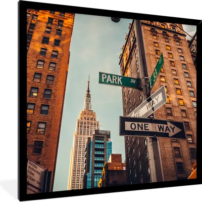 Produktbild von MuchoWow® Gerahmtes Poster Stadtzentrum New York 40x40 cm - Poster mit Schwarzem Bilderrahmen Wandposter Rahmen Foto Bilder - Mit Rahmen - Wanddekoration Schlafzimmer