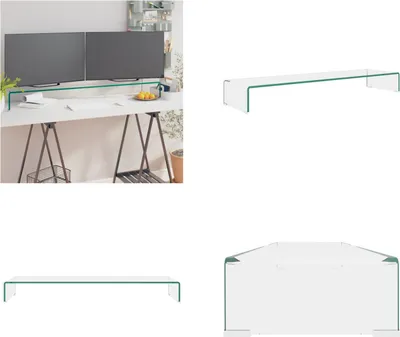 Image de vidaXL Table de TV/Élévation d'écran verre transparent 110x30x13 cm - Élément TV - Éléments TV - Élévation TV - Élévation de la télévision