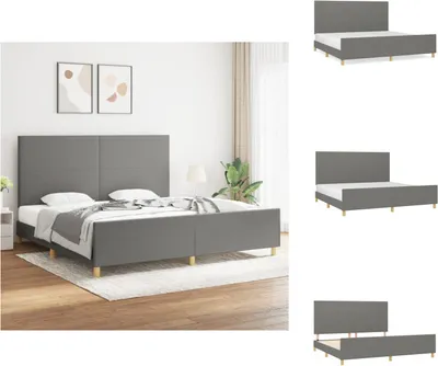 Produktbild von vidaXL Bettgestell mit Kopfteil Dunkelgrau 200x200 cm Stoff -  Betten & Bettgestelle