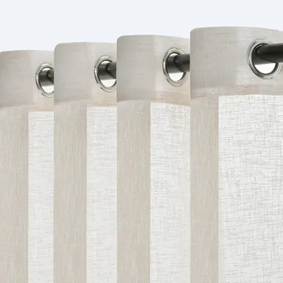Productafbeelding van Transparante, beige voile gordijn, 140 x 225 cm, met lussen, voor de woonkamer