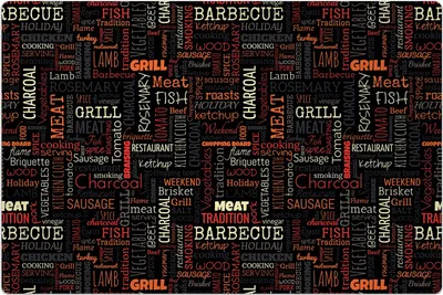 Produktbild von Küchenmatte 80x120 cm Vinylmatte Bodenmatte Dekoration - BBQ Texte grillen