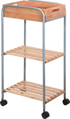 Produktbild von Koopman-Bathroom Solutions Badezimmerregal, Bambus/Metall, 30x40x81 cm, braun/grau