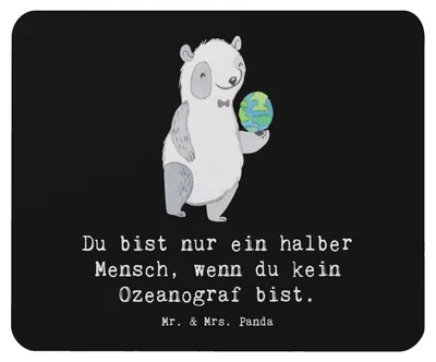 Produktbild von Mr. & Mrs. Panda Mousepad Ozeanograf Herz - Schwarz - Geschenk, Mauspad, Mouse Pad, Meeresbiologe, mausteppich, Studium, Lustig, laptop, Witzig, Spruch